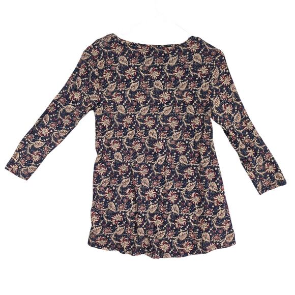Lucky Brand Women's S Floral Top, High-Low Hem, 3/4 Sleeve Country Academia Boho - Picture 3 of 6